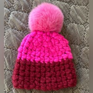 Mischa Lampert Handkit Beanie with Real Fur Pom Pom